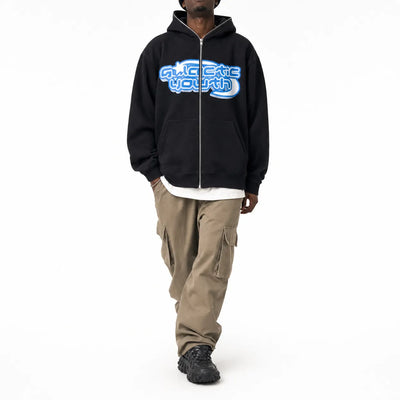 Urban Y2K Graphic Zip Hoodie Skull