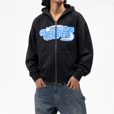 Urban Y2K Graphic Zip Hoodie Skull