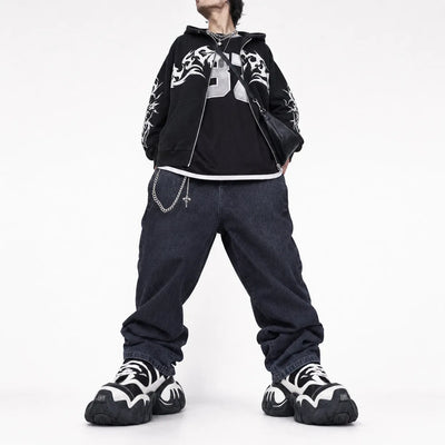 Urban Y2K Hoodie Tribal Ink Design