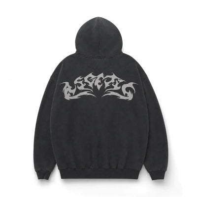 Urban Y2K Oversized Hoodie Flame Graphic