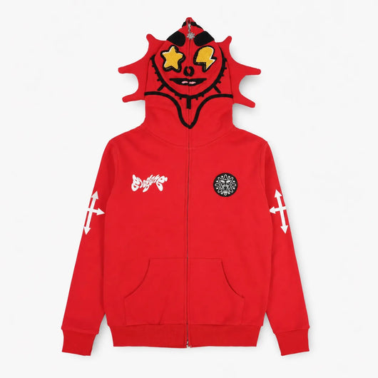 Urban Y2K Red / XS Bandana Print Zip Hoodie