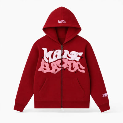 Urban Y2K Red / XS Zip Hoodie Relaxed Fit