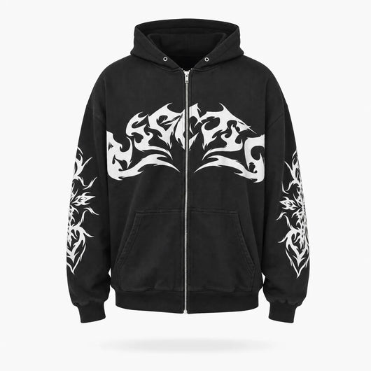 Urban Y2K S Hoodie Tribal Ink Design