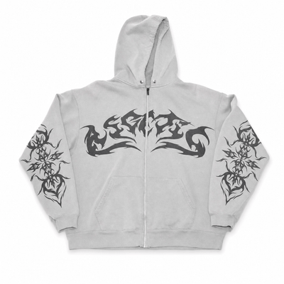 Urban Y2K White / S Oversized Hoodie Flame Graphic