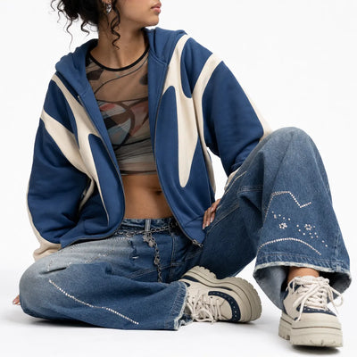 Urban Y2K Zip Hoodie Oversized Hood