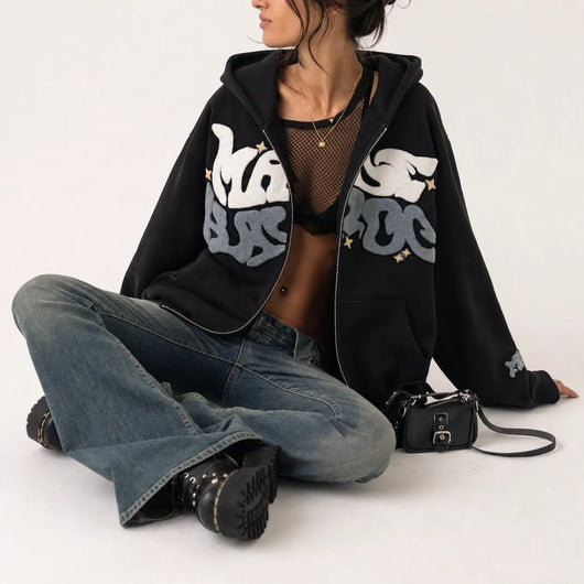 Urban Y2K Zip Hoodie Relaxed Fit