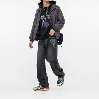 Nite Fury Vintage Embroidered Baggy Jeans