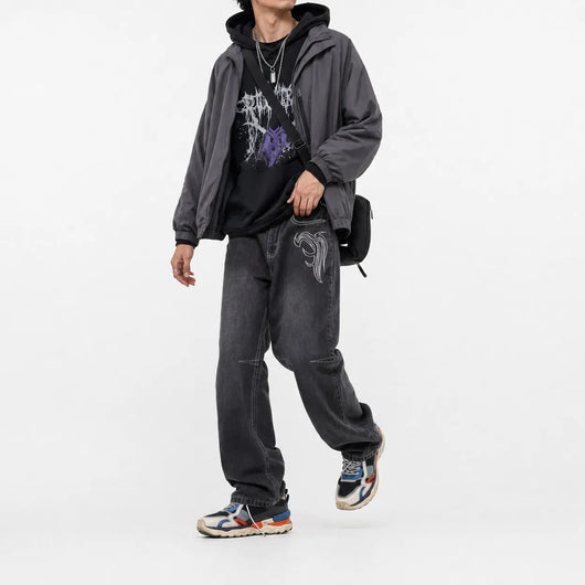 Nite Fury Vintage Embroidered Baggy Jeans