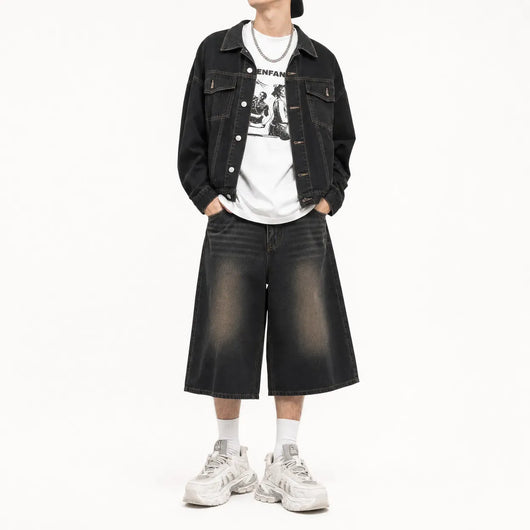Nite Fury Wide Leg Cropped Baggy Shorts