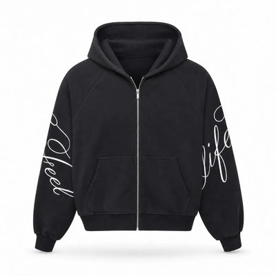 Nite Fury Black Hoodie / S Zip Hoodie Calligraphy Script