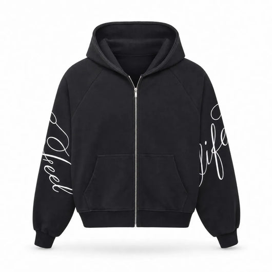 Nite Fury Black Hoodie / S Zip Hoodie Calligraphy Script